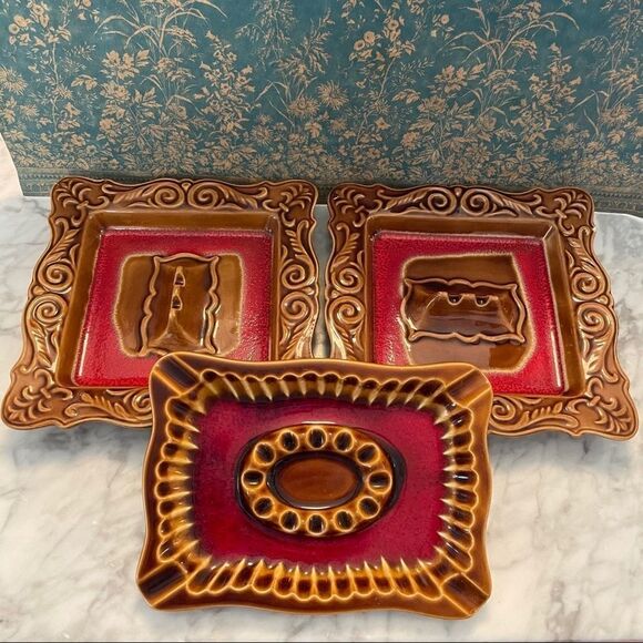 Set of 3 Vintage Mid-Century Ashtrays - Picture 1 of 8